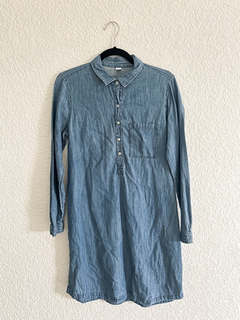 Old Navy Light Blue Denim Button-Front Shirt Dress